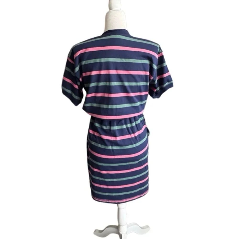 Paris Sport Club Striped Vintage Tee Shirt Dress Blue Striped SZ M - Picture 2 of 13